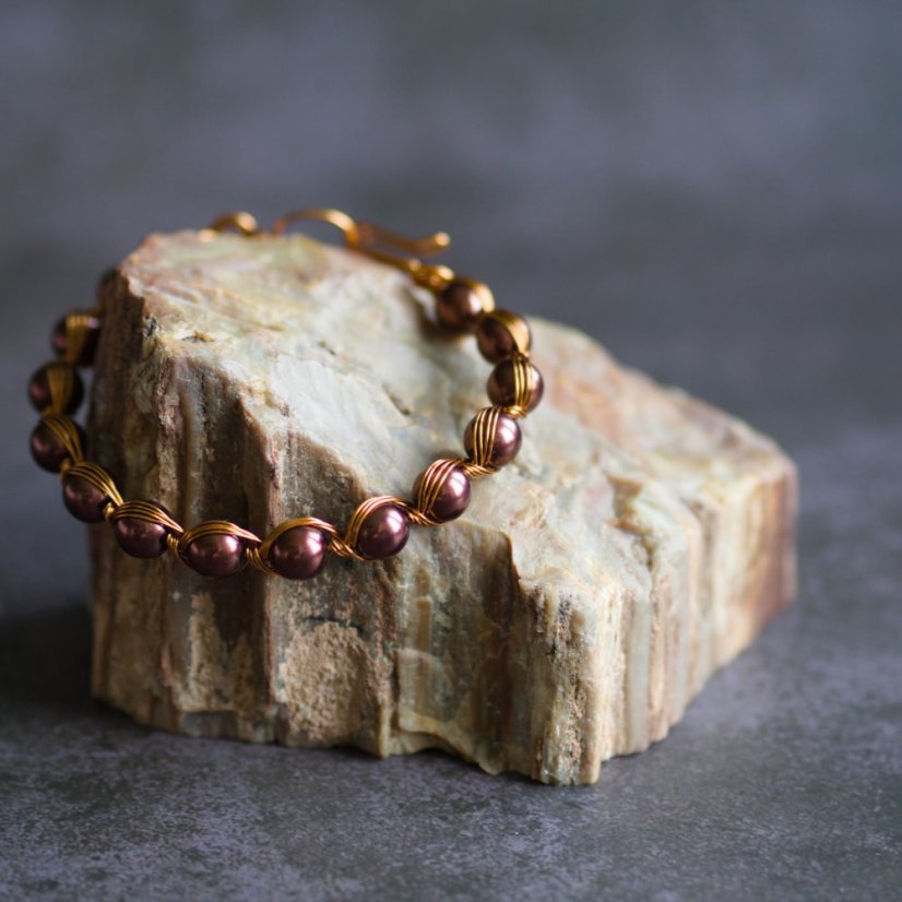 Drátěný náramek - Barva: zelený bronzový